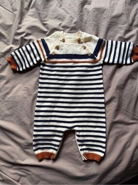Little Me Baby Boys Cotton Block Stripe Sweater Coverall 3M 100% Cotton